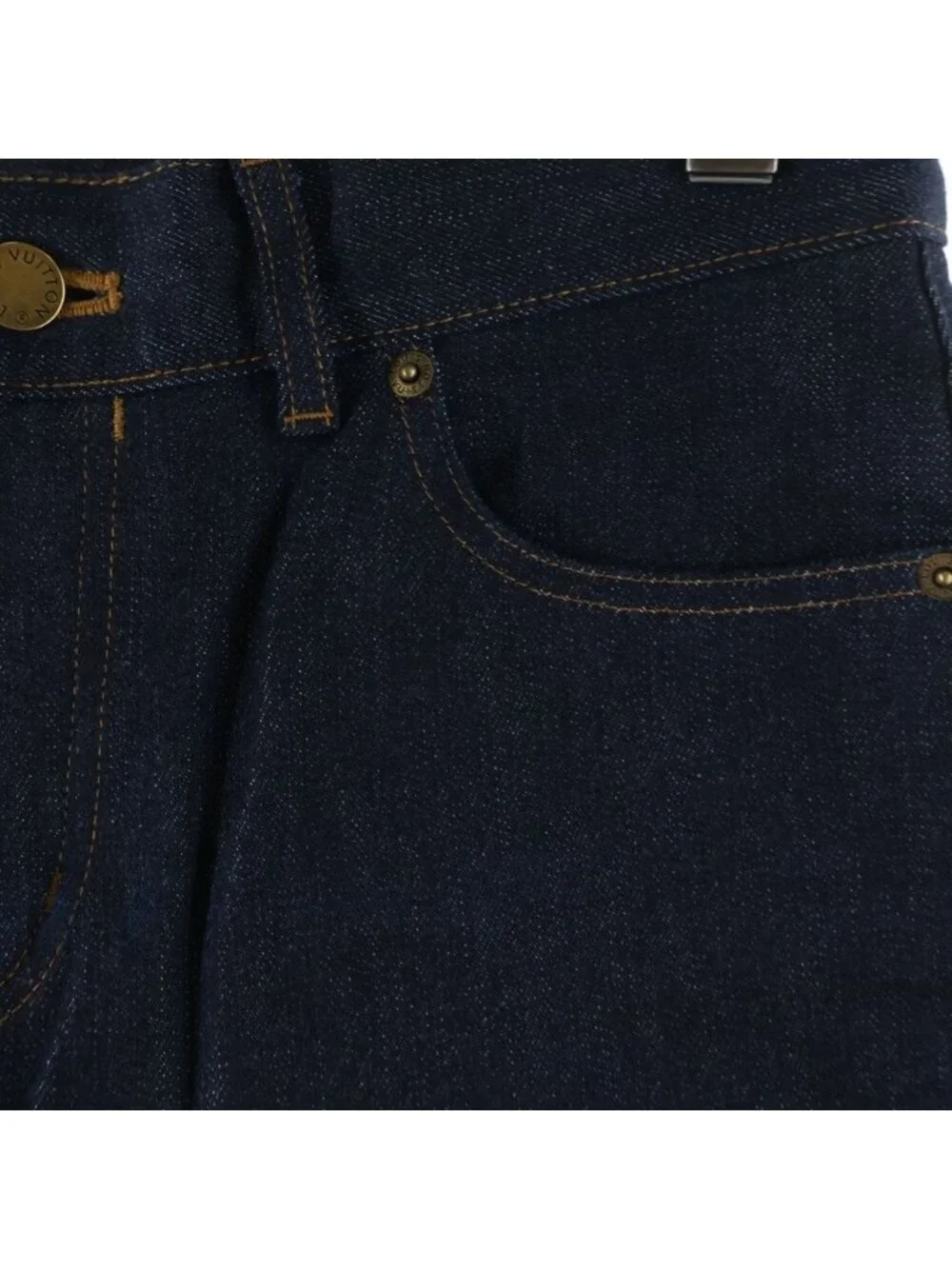 Louis Vuitton Slim Stretch Pants Monogram Patch Denim Indigo
